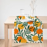 - Runner-7401-1 - Realhomes Renkli Zeminde Onedraw Çizimli Limon Desenli Dijital Baskılı Modern Runner Realhomes