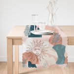 - Runner-7408-1 - Realhomes Renkli Zeminde Soyut Çizimli Dijital Baskılı Modern Runner Realhomes