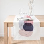 - Runner-7434-1 - Realhomes Beyaz Zeminde Renkli Oval Desenli Dijital Baskılı Modern Runner Realhomes