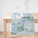 Rengarenk Zeminde Onedraw Çizimli Çiçek Desenli Dijital Baskılı Modern Runner Realhomes