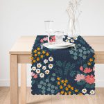 - Runner-7440-1 - Realhomes Rengarenk Zeminde Onedraw Çizimli Çiçek Desenli Dijital Baskılı Modern Runner Realhomes