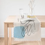 - Runner-7444-1 - Realhomes Renkli Zeminde Onedraw Çizimli Obje Dijital Baskılı Modern Runner Realhomes