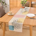 - Runner-7444 - Realhomes Renkli Zeminde Onedraw Çizimli Obje Dijital Baskılı Modern Runner Realhomes