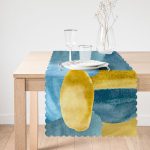 - Runner-7459-1 - Realhomes Renkli Zeminde Oval Çizimli Dijital Baskılı Modern Runner Realhomes