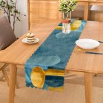 - Runner-7459 - Realhomes Renkli Zeminde Oval Çizimli Dijital Baskılı Modern Runner Realhomes