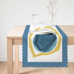 Renkli Zeminde Oval Çizimli Dijital Baskılı Modern Runner Realhomes