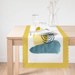 Beyaz Zeminde Onedraw Çizimli Renkli Oval Obje Dijital Baskılı Modern Runner Realhomes