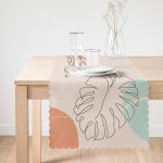 Renkli Zeminli Onedraw Çizimli Yaprak Desenli Dijital Baskılı Modern Runner Realhomes