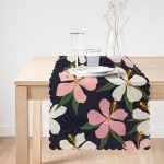 - Runner-7497-1 - Realhomes Rengarenk Zeminli Onedraw Çizimli Çiçek Dijital Baskılı Modern Runner Realhomes