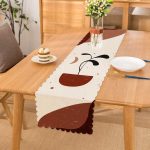 Renkli Zeminli Onedraw Çizimli Yaprak Desenli Dijital Baskılı Modern Runner Realhomes