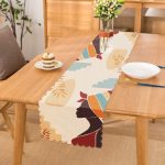 - Runner-7512 - Realhomes Renkli Zeminli Afrika Kadın Temalı Onedraw Çizim Dijital Baskılı Modern Runner Realhomes