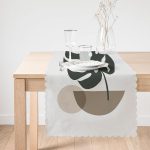 - Runner-7517-1 - Realhomes  Renkli Zeminli Onedraw Çizimli Yaprak Desenli Dijital Baskılı Modern Runner Realhomes