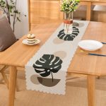 - Runner-7517 - Realhomes  Renkli Zeminli Onedraw Çizimli Yaprak Desenli Dijital Baskılı Modern Runner Realhomes