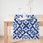 - Runner-7526-1 - Realhomes  Beyaz Zeminli Çini Desenli Dijital Baskılı Modern Runner Realhomes