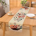 - Runner-7530 - Realhomes Rengarenk Zeminli Onedraw Çizimli Çiçek Desenli Dijital Baskılı Modern Runner Realhomes