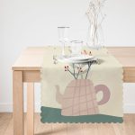 Rengarenk Zeminli Onedraw Çizimli Vazo Çiçek Dijital Baskılı Modern Runner Realhomes