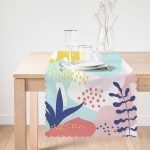 - Runner-7550-1 - Realhomes Beyaz Zemin Üzerinde Renkli Onedraw Çizimli Dijital Baskılı Modern Runner Realhomes