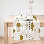 - Runner-7555-1 - Realhomes Beyaz Zemin Üzerinde Gold Renkli Yılbaşı Temalı Dijital Baskılı Modern Runner Realhomes