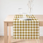 - Runner-7556-1 - Realhomes Beyaz Zemin Üzerinde Gold Renkli Geometrik Çizimli Dijital Baskılı Modern Runner Realhomes