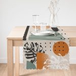 - Runner-7580-1 - Realhomes Pastel Zeminli Yaprak Desenli Dijital Baskılı Modern Runner Realhomes