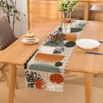 - Runner-7580 - Realhomes Pastel Zeminli Yaprak Desenli Dijital Baskılı Modern Runner Realhomes