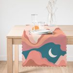 - Runner-7591-1 - Realhomes Pastel Renkli Zemin Üzerinde Ay Güneş Temalı Dijital Baskılı Modern Runner Realhomes