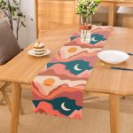 - Runner-7591 - Realhomes Pastel Renkli Zemin Üzerinde Ay Güneş Temalı Dijital Baskılı Modern Runner Realhomes