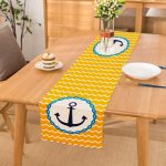 - Runner-7600 - Realhomes Sarı Zemin Üzerinde Çapa Çizimli Dijital Baskılı Modern Runner Realhomes