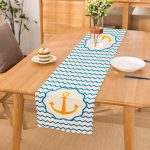 Beyaz Zemin Üzerinde Çapa Desenli Dijital Baskılı Modern Runner Realhomes