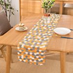 - Runner-7624 - Realhomes Renkli Zemin Üzerinde Geometrik Çizim Dijital Baskılı Modern Runner Realhomes