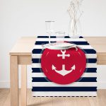 - Runner-7681-1 - Realhomes  Beyaz Zemin Üzerinde Renkli Çapa Desenli Dijital Baskılı Modern Runner Realhomes