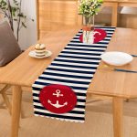 - Runner-7681 - Realhomes  Beyaz Zemin Üzerinde Renkli Çapa Desenli Dijital Baskılı Modern Runner Realhomes