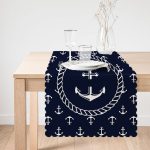 - Runner-7725-1 - Realhomes Renkli Zemin Üzerinde Modern Çapa Desenli Dijital Baskılı Modern Runner Realhomes