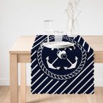 Renkli Zemin Üzerinde Çapa Desenli Dijital Baskılı Modern Runner Realhomes