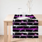 - Runner-7743-1 - Realhomes Siyah Zemin Üzerinde Renkli Çizgi Zemin Desenli Dijital Baskılı Modern Runner Realhomes