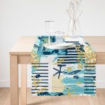 - Runner-7919-1 - Realhomes Beyaz Zemin Üzerinde Renkli Deniz Motifli Dijital Baskılı Modern Runner Realhomes