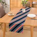 - Runner-7954 - Realhomes  Renkli Zemin Üzerinde Pastel Renkli Yatay Çizgili Dijital Baskılı Modern Runner Realhomes