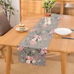 - Runner-8010 - Realhomes Renkli Zemin Üzerinde Flamingo Desenli Yaprak Motifli Dijital Baskılı Modern Runner Realhomes