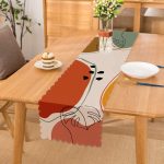 - Runner-8118 - Realhomes Pastel Zemin Üzerinde Yaprak Desenli Dijital Baskılı Modern Runner Realhomes