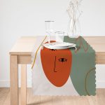 - Runner-8119-1 - Realhomes Pastel Zemin Üzerinde Yaprak Desenli Dijital Baskılı Modern Runner Realhomes