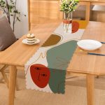 - Runner-8119 - Realhomes Pastel Zemin Üzerinde Yaprak Desenli Dijital Baskılı Modern Runner Realhomes