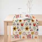 - Runner-8122-1 - Realhomes Pastel Zemin Üzerinde Çiçek Desenli Dijital Baskılı Modern Runner Realhomes