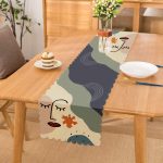 - Runner-8124 - Realhomes  Pastel Zemin Üzerinde Onedraw Çizimli Bayan Silüeti Dijital Baskılı Modern Runner Realhomes