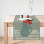 - Runner-8125-1 - Realhomes Pastel Zemin Üzerinde Vazo Desenli Dijital Baskılı Modern Runner Realhomes