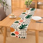 Beyaz Zemin Üzerinde Yaprak Desenli Dijital Baskılı Modern Runner Realhomes