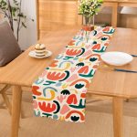 - Runner-8161 - Realhomes  Beyaz Zemin Üzerinde Geometrik Desenli Dijital Baskılı Modern Runner Realhomes