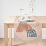 - Runner-8168-1 - Realhomes Pastel Zemin Üzerinde Yaprak Desenli Dijital Baskılı Modern Runner Realhomes