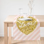 - Runner-8220-1 - Realhomes Beyaz Zemin Üzerinde Gold Renkli Love Yazılı Dijital Baskılı Modern Runner Realhomes