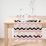 - Runner-8252-1 - Realhomes  Beyaz Zemin Üzerinde Renkli Geometrik Zikzak Desenli Dijital Baskılı Modern Runner Realhomes