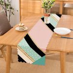 Renkli Zemin Üzerinde Gold Detaylı Geometrik Çizimli Dijital Baskılı Modern Runner Realhomes